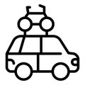 Car family roof bike icon, outline style