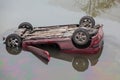 The car fell into the water Royalty Free Stock Photo