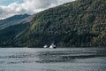 Car ferries between Eidsdal and Linge on Storfjorden, Norway Royalty Free Stock Photo