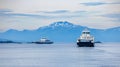 Car ferry crossing Fjord in Norway. Royalty Free Stock Photo