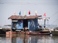 Car ferry crossing river Mekong