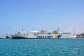 Car ferry in Heraklion port, Crete.