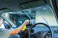 Car Films Installing windshield protection film blur. Royalty Free Stock Photo