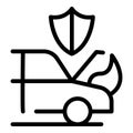 Car in fire compensation icon, outline style