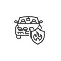 Car fire insurance line icon