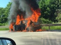 Car on fire on motorway