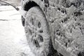 Car in foam. Car getting a wash with soap, car washing Royalty Free Stock Photo