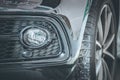 Car fog light: Close up of headlamp of modern car, led Royalty Free Stock Photo
