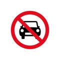 Car forbidden icon, vehicle prohibited symbol sign, no car parking