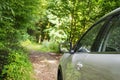 Car on a forest track Royalty Free Stock Photo