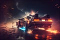 car form back to the future at maximum speed,