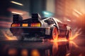 car form back to the future at maximum speed,