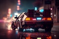 car form back to the future at maximum speed,