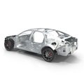 Car Frame with Chassis on white. 3D illustration