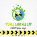 Car free day poster design for element design in flat style background Royalty Free Stock Photo