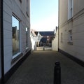 A car-free safe alley in Poundbury, England