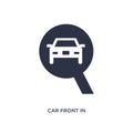 car front in magnifier glass icon on white background. Simple element illustration from mechanicons concept