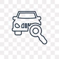 Car front In Magnifier Glass vector icon isolated on transparent