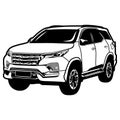 car front side view black and white line art vector