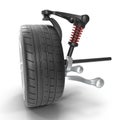 Car Front Suspension With Wheel Isolated 3D Illustration Royalty Free Stock Photo