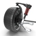 Car Front Suspension With Wheel Isolated 3D Illustration Royalty Free Stock Photo
