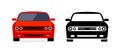 Car front view vector flat icon. Car parking cartoon front design shape Royalty Free Stock Photo