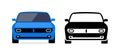 Car front view vector flat icon. Car parking cartoon front design shape Royalty Free Stock Photo