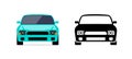 Car front view vector flat icon. Car parking cartoon front design shape Royalty Free Stock Photo