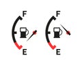 Car fuel tank indicator with gas. Gauge of fuel. Dial of measurement, level, control power. Royalty Free Stock Photo