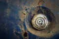 Car fuel tank oil cover, grunge rusty old car. Close-up Royalty Free Stock Photo