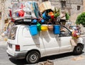 The car is fully loaded with luggage. Sicily Royalty Free Stock Photo