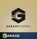 Car garage design logo. Overhaul service vector, sign, symbol or icon. Logo with tool for mechanical service. Car repair maintains Royalty Free Stock Photo