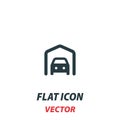 car garage icon in a flat style. Vector illustration pictogram on white background. Isolated symbol suitable for mobile concept,
