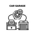 Car Garage Place Vector Black Illustration Royalty Free Stock Photo