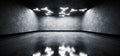 Car Garage Showroom Hangar Modern Sci Fi Elegant Led White Abstract Shapes Lights Cement Rough Concrete Wall With Reflective Floor