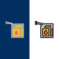 Car, Gas, Petrol, Station  Icons. Flat and Line Filled Icon Set Vector Blue Background Royalty Free Stock Photo