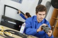 Car gear box repair automotive repair workshop garage mechanic Royalty Free Stock Photo