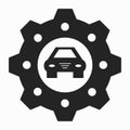 Car and gear is isolated black symbol Royalty Free Stock Photo