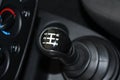 Car gear lever. Manual shift gear. Car gear shift stick. Royalty Free Stock Photo