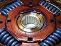 Car gearbox clutch disc center close-up