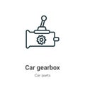 Car gearbox outline vector icon. Thin line black car gearbox icon, flat vector simple element illustration from editable car parts
