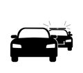 Car Getting Pulled Over Stopped by Police Cop Flashing Siren Lights. Black Illustration Isolated on a White Background. EPS Vector Royalty Free Stock Photo