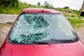Car with glass destroyed by car accident Royalty Free Stock Photo