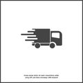 The car is going at high speed, vector icon. A symbol of fast delivery of cargo by a logistics company on white isolated Royalty Free Stock Photo