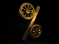 Car golden wheel sale 3d rendering Royalty Free Stock Photo