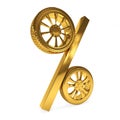 Car golden wheel sale 3d rendering Royalty Free Stock Photo