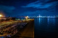 Car group and the Yokohama night view of Daikokufuto Royalty Free Stock Photo