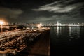 Car group and the Yokohama night view of Daikokufuto Royalty Free Stock Photo