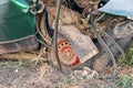 The car had an accident at a railway crossing. Passenger car collided with a train