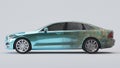 Car half aged dirty and wrapped in blue chrome. 3d rendering